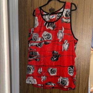 Floral Red Sleeveless Top and Bottom